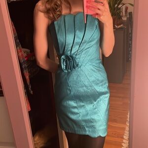 VINTAGE Jessica McClintock Cocktail Dress Prom Party 1990's Taffeta Teal…